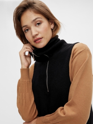 dalma zip knit vest black