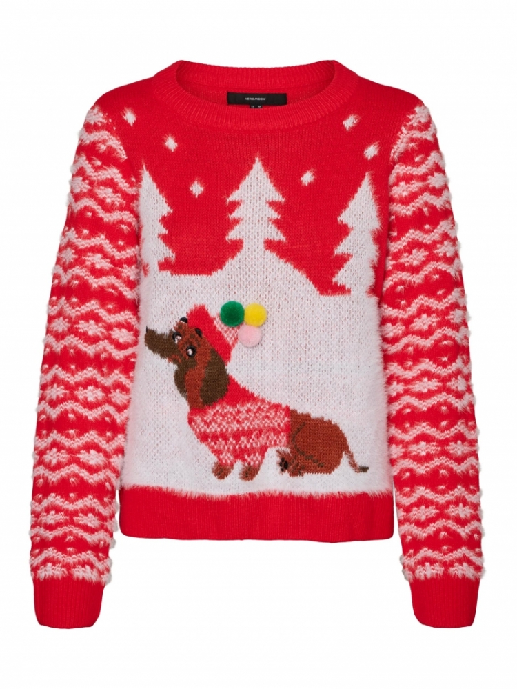 Snow dog Xmas knit Chinese red