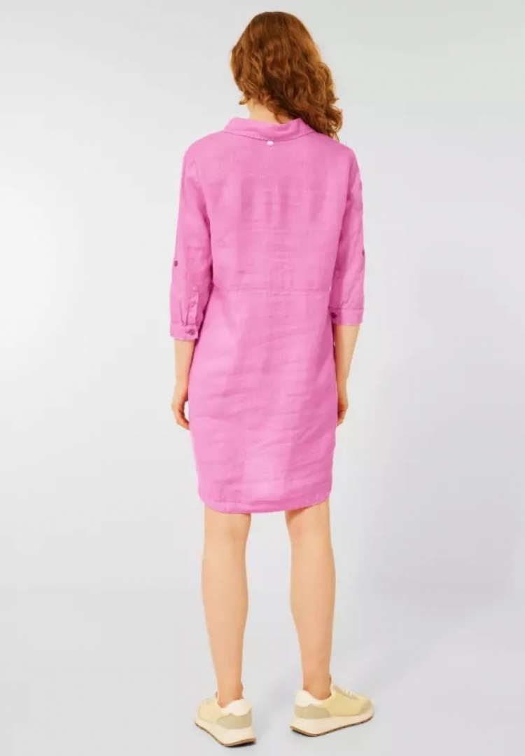 Solid linen shirt dress cool pink