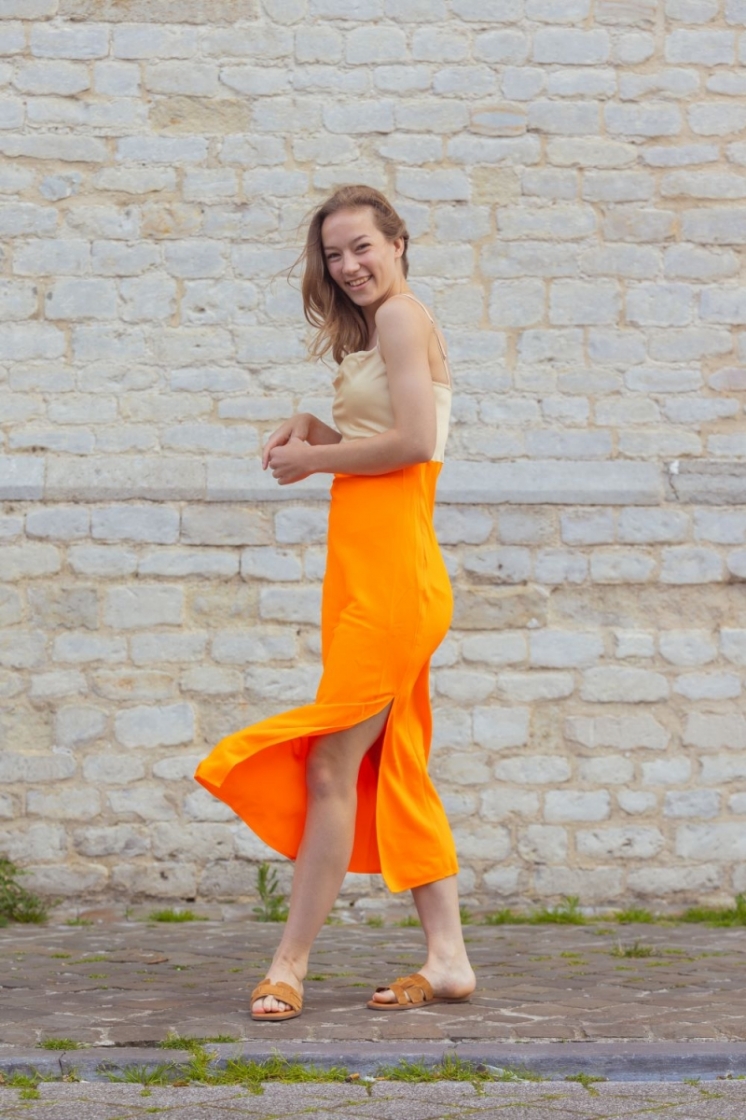 Kalina strap dress long Oranje