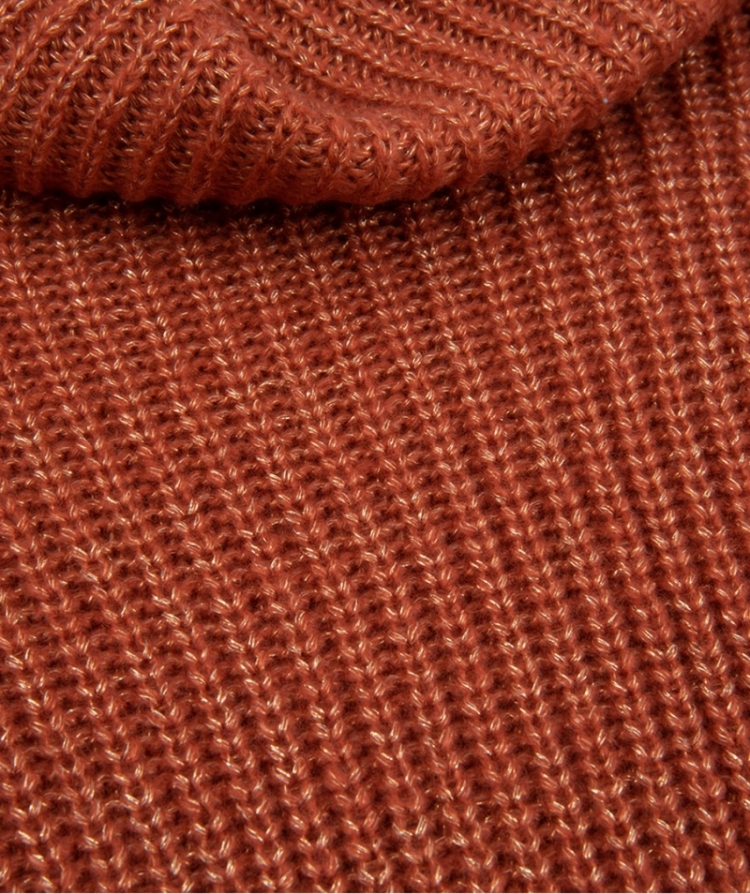 Sweater lurex cropped ballon  copper brown