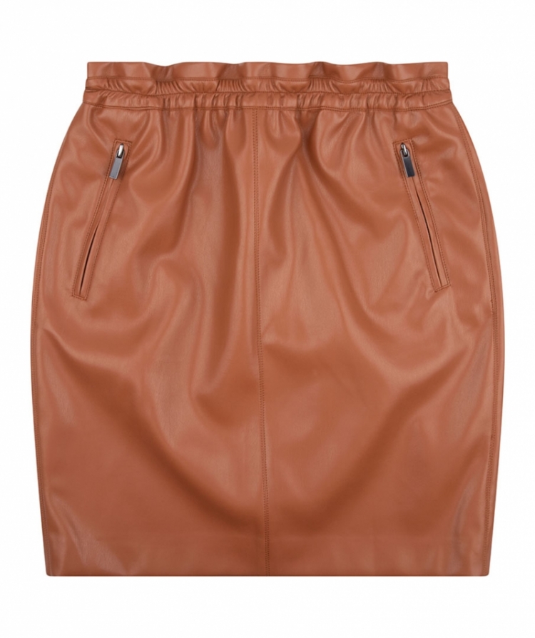 Skirt jogger zipper PU copper brown
