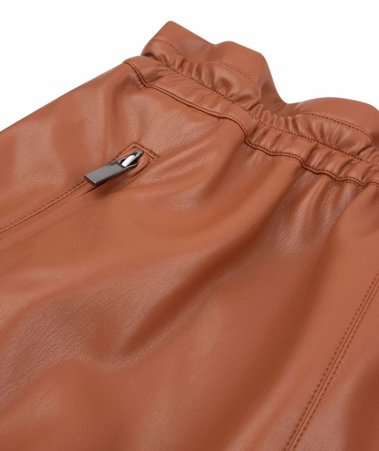 Skirt jogger zipper PU copper brown