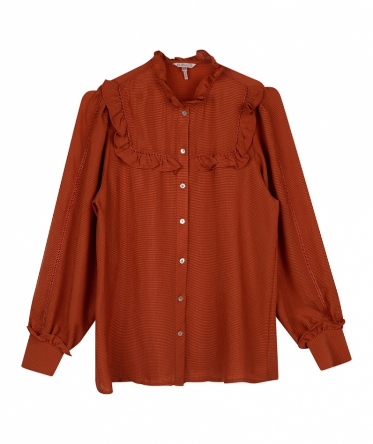 Ruffle blouse structured fabri Autumn glaze