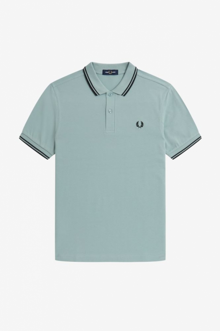 Twin tipped Fred Perry shirt Silver Blue/Bla