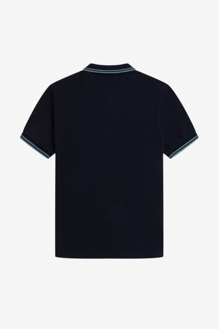 Twin tipped Fred Perry shirt Navy/Silver Blu