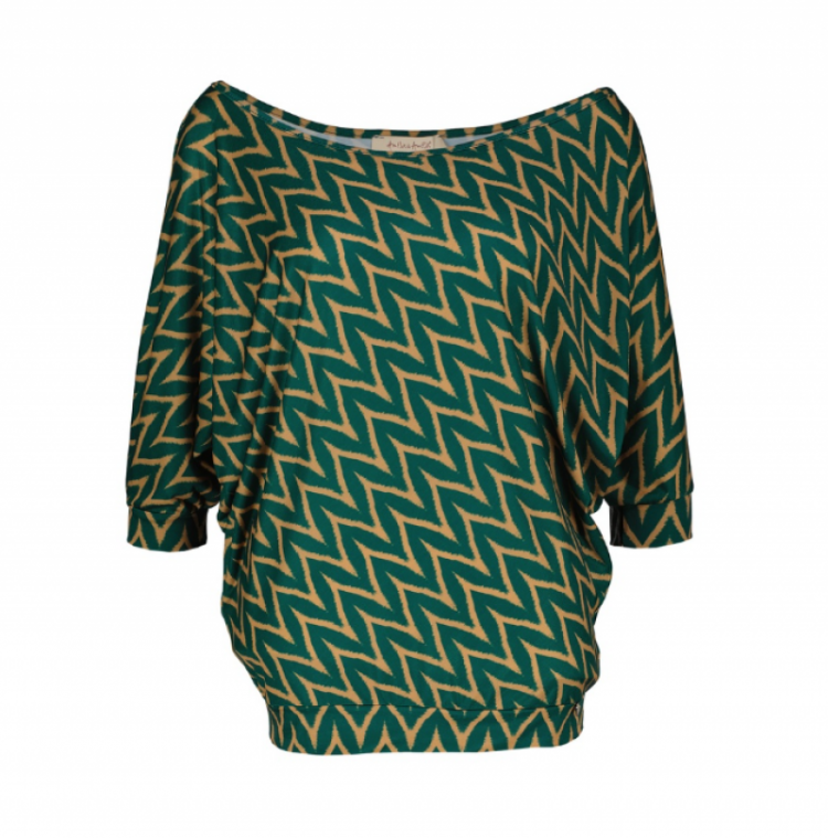 Print blouse in smaragd groen green