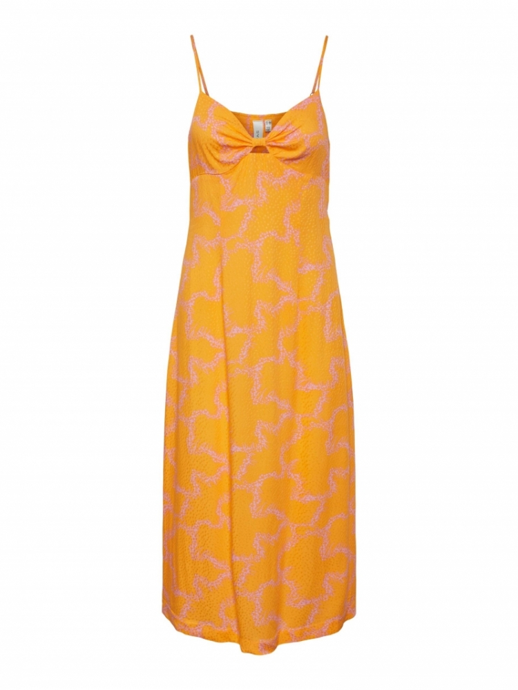 Molea Strap Midi Dress Blazing Orange