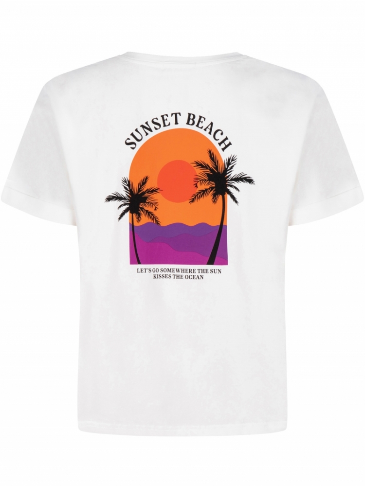 T-shirt sunset beach white 001