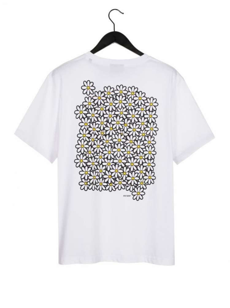 T-shirt Flowers, Straight fit White