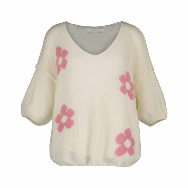 Flora knit off white/pink