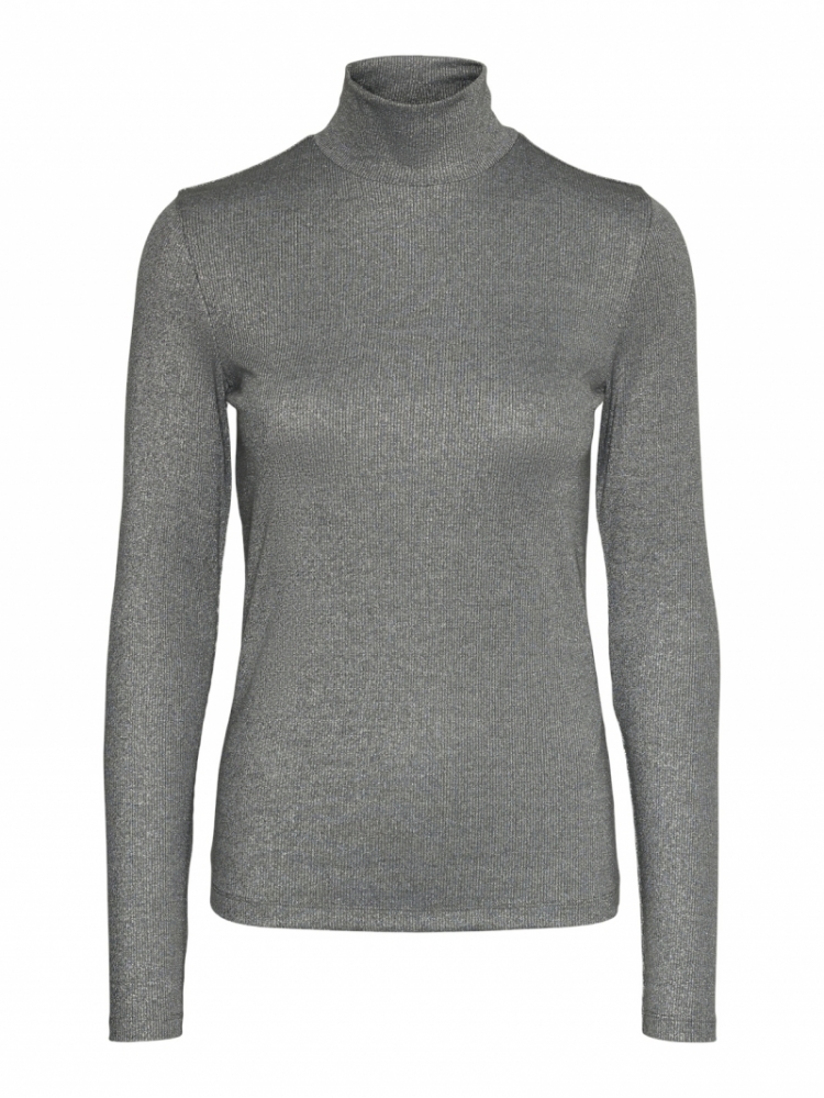 Nicholle roll neck top Pavement silver