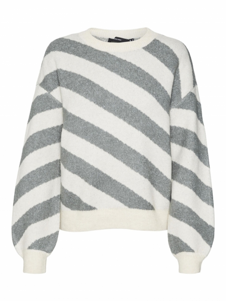 Lara O-neck pull Birch/stripes b