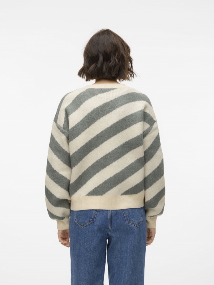 Lara O-neck pull Birch/stripes b