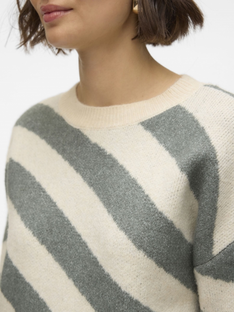 Lara O-neck pull Birch/stripes b