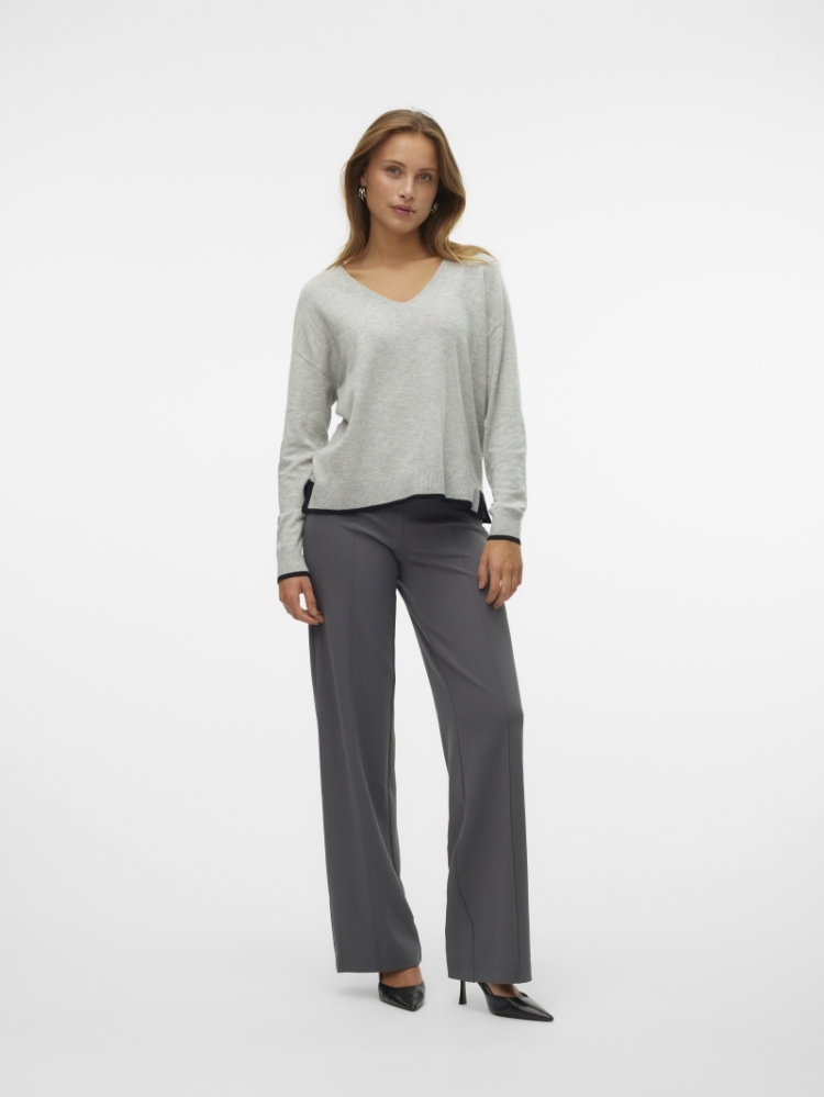 Becky wide pant Grey pinstripe