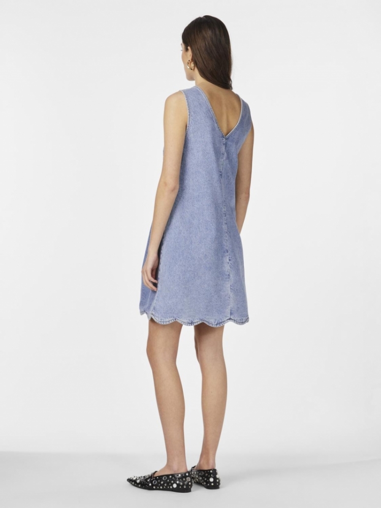 Scallop denim dress  Light blue deni