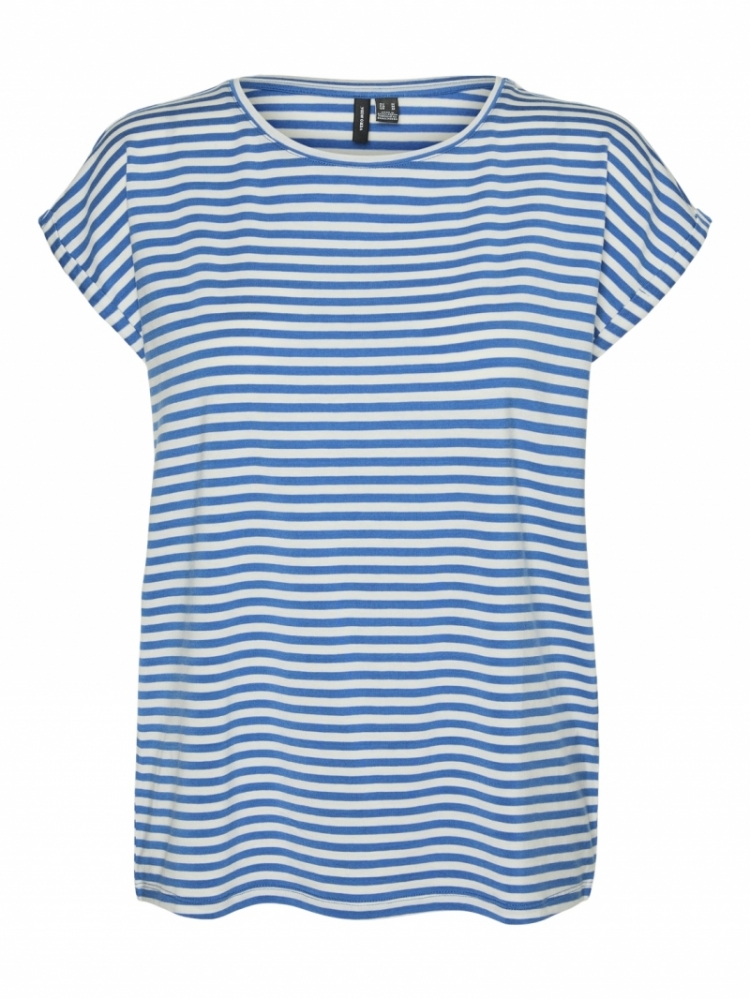 Mava Plain Stripe T-shirt Ibiza blue