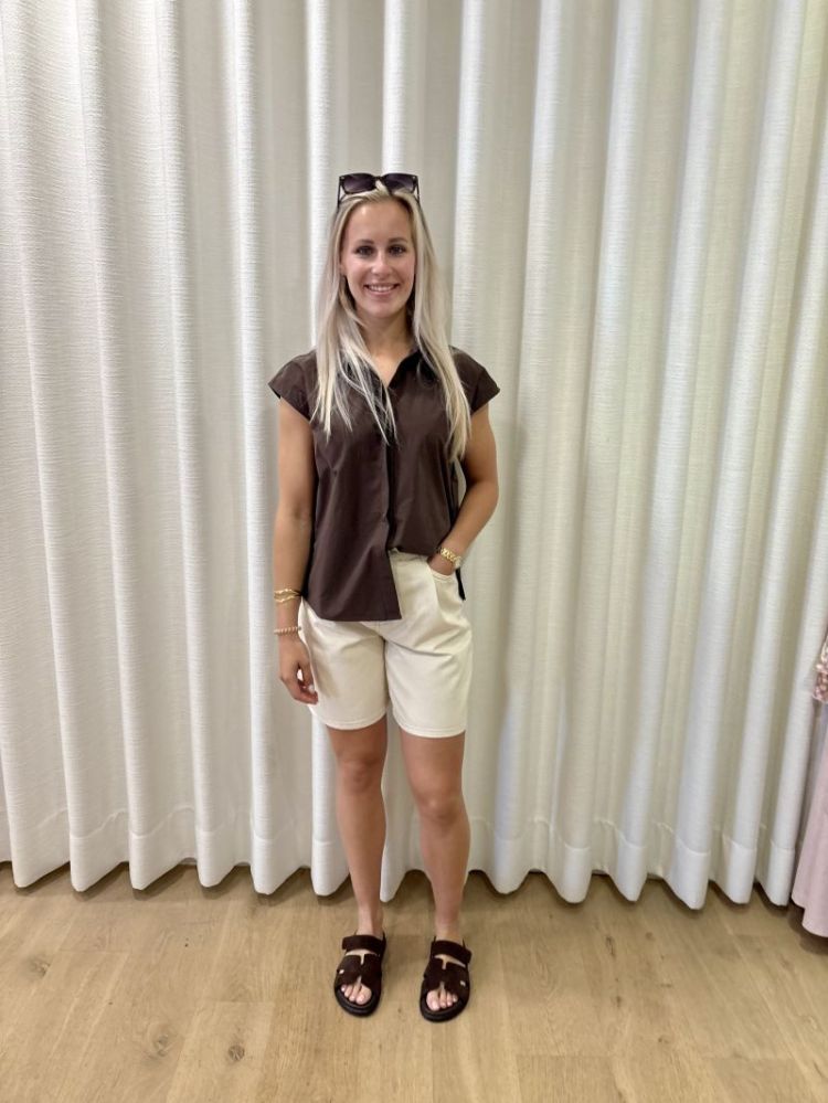 Wide tenna denim shorts  Egret