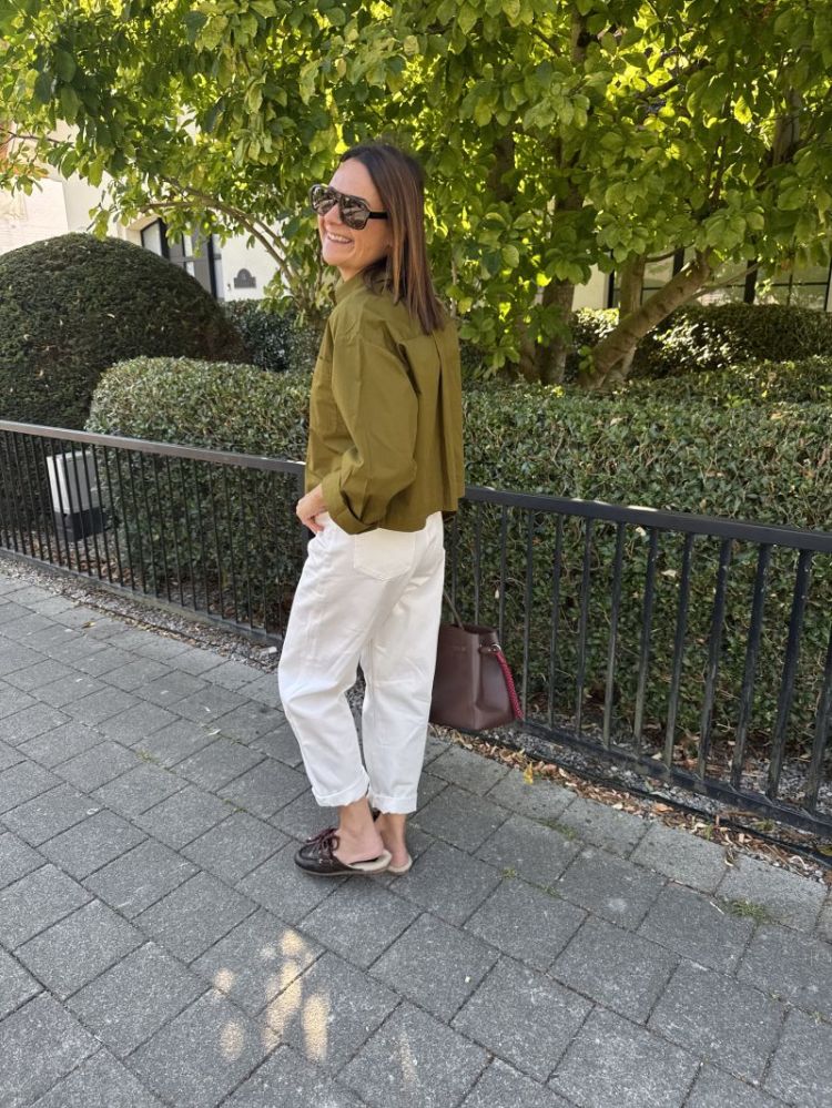 Astha Cropped Boxy Shirt  Fir Green