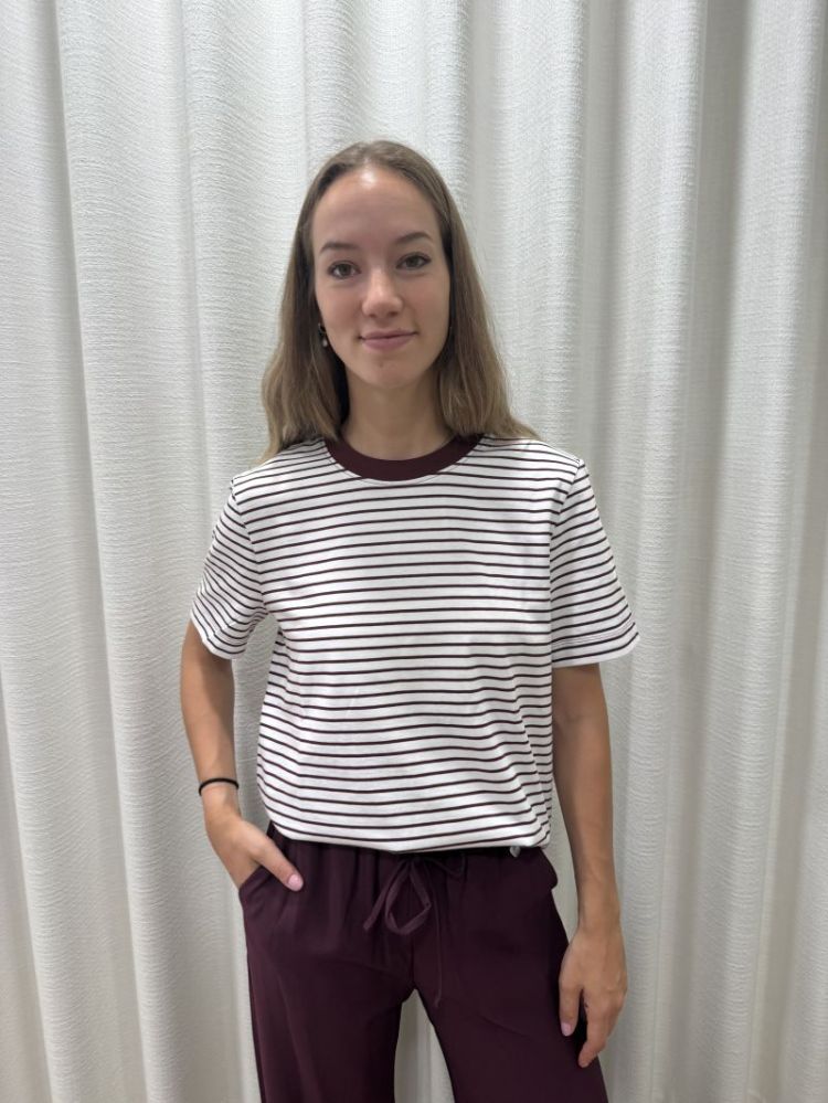 Essential Striped Boxy Tee Tawny Port