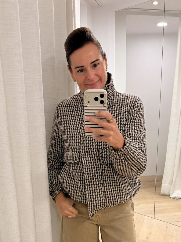 Cheryl Short Check Jacket Chocolate torte
