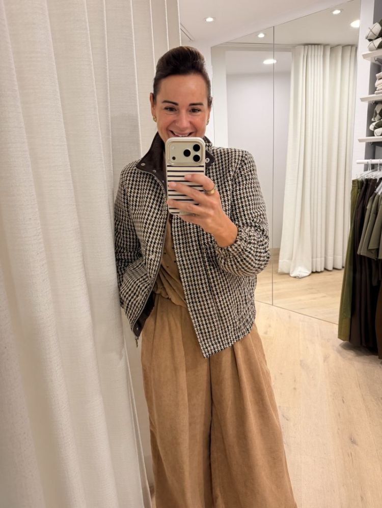 Cheryl Short Check Jacket Chocolate torte