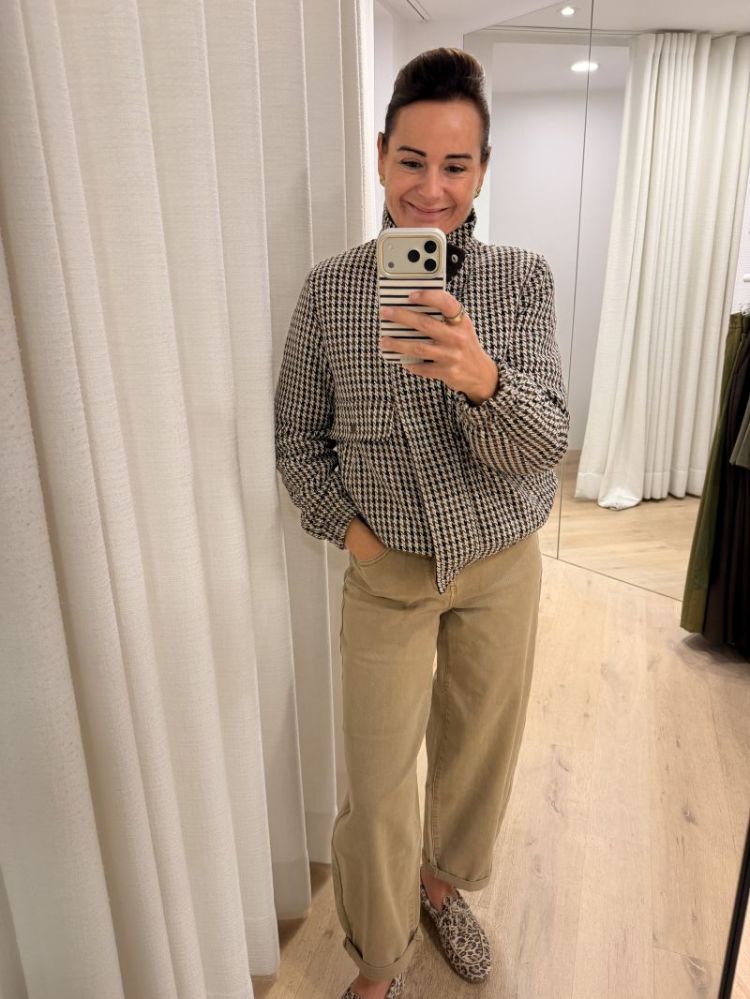 Cheryl Short Check Jacket Chocolate torte