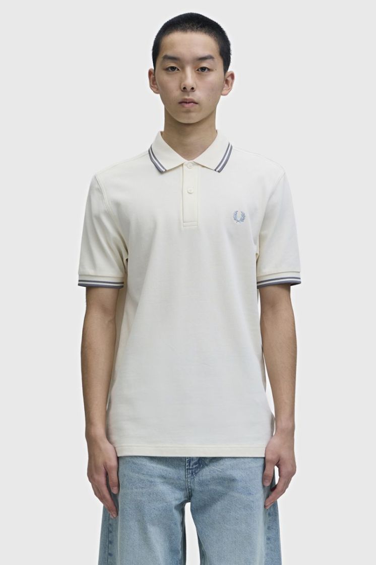 Twin Tripped Polo Ecru/Stockprtbl