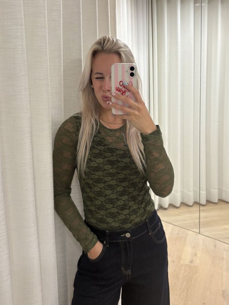 BONITA LS O-neck top sphagnum solid