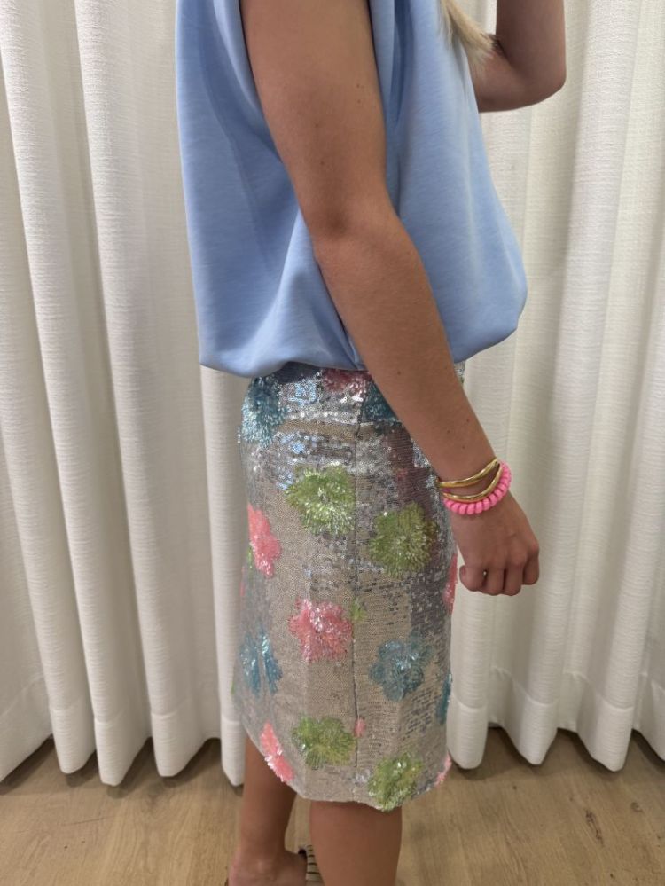 Mouwloze top schouderdetail blauw