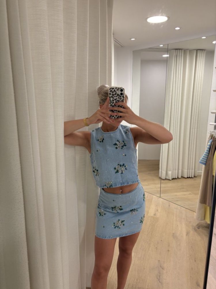 Rokje Maud met overall parels jeans