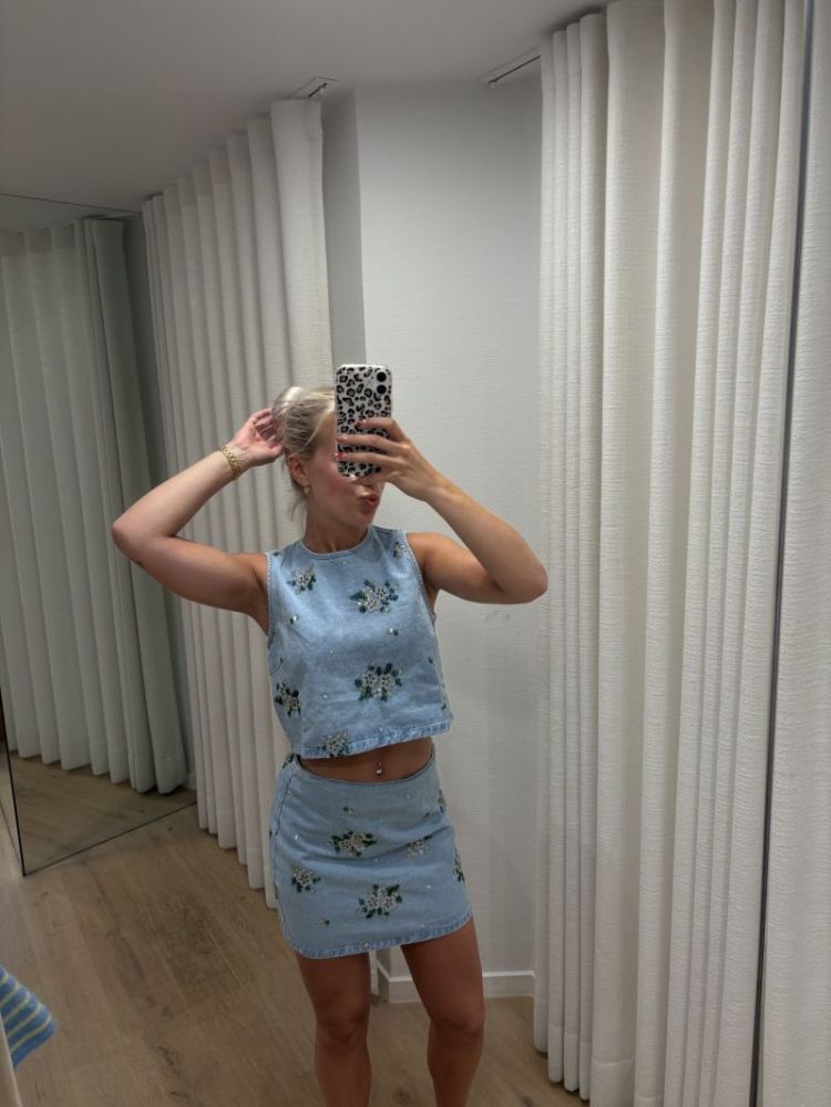 Rokje Maud met overall parels jeans