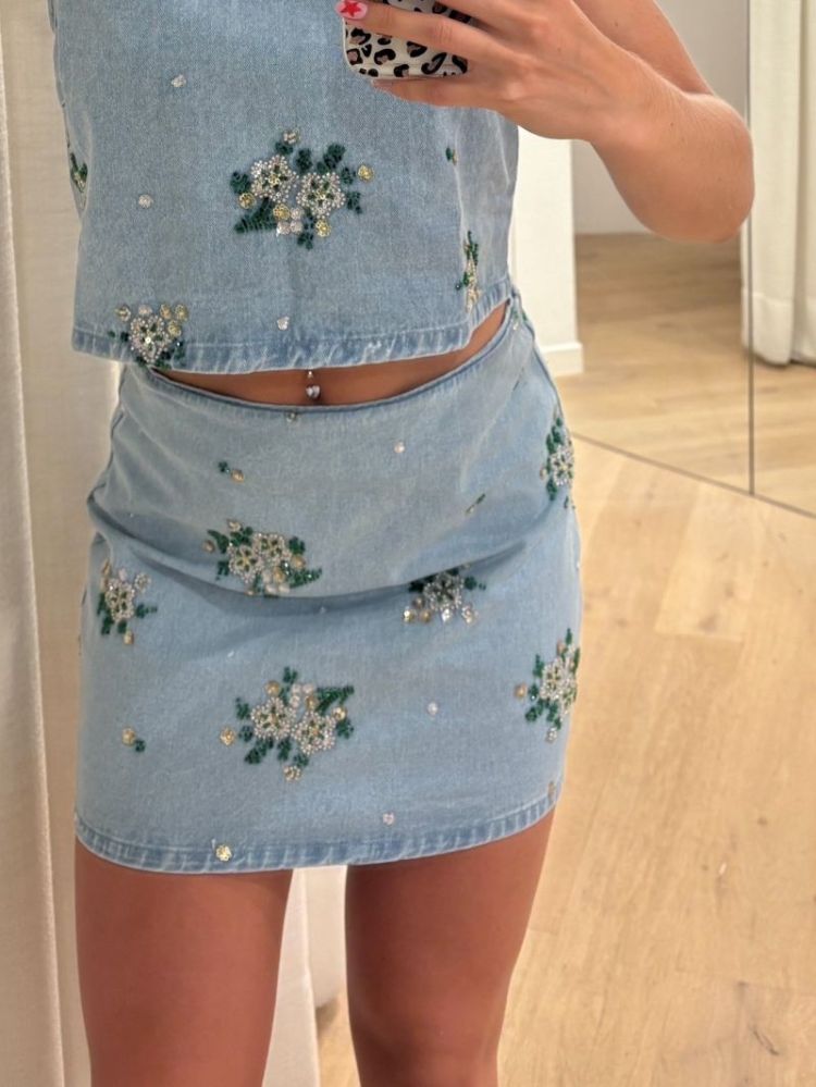 Rokje Maud met overall parels jeans