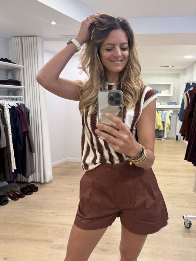 Lina knit shirt Mahogany