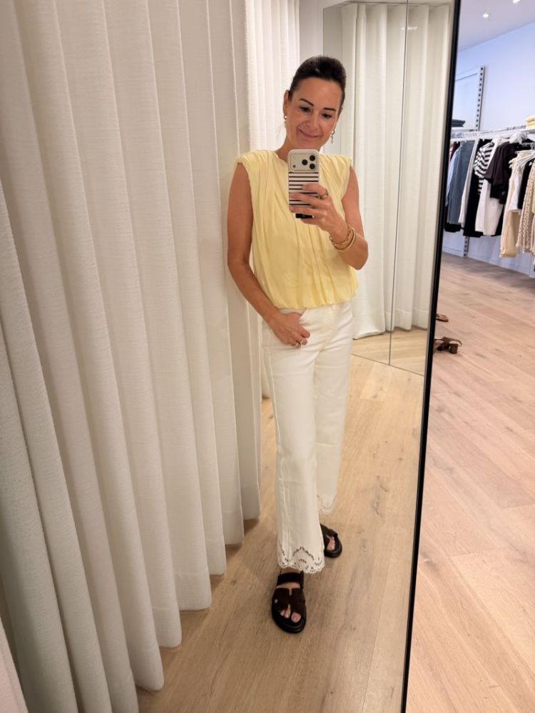 Ballon top pastel yellow