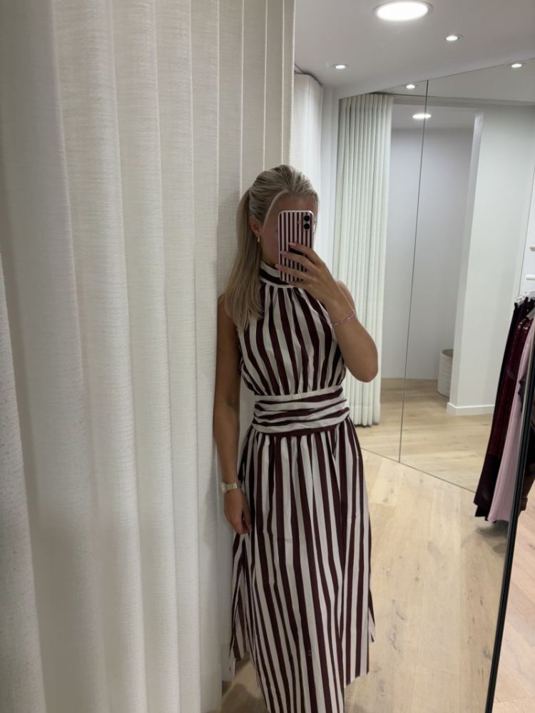 Striped long dress bordeaux