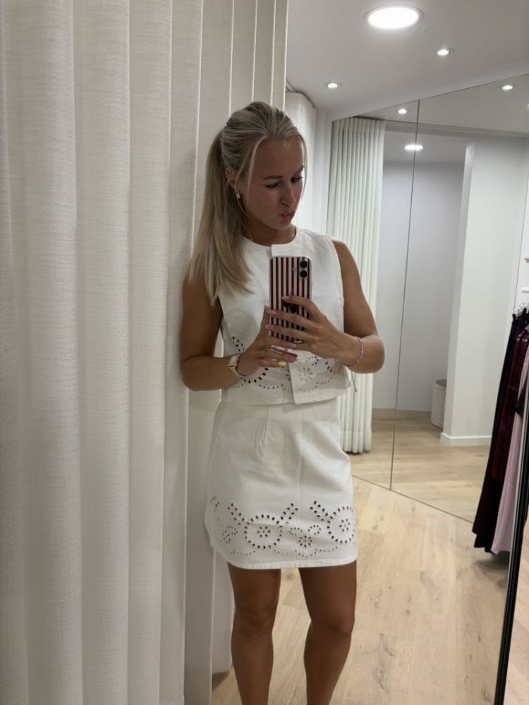 Natural Denim Skirt Blanc