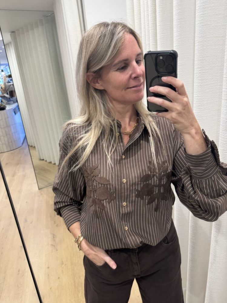 Alice Blouse Stripes Chocolate