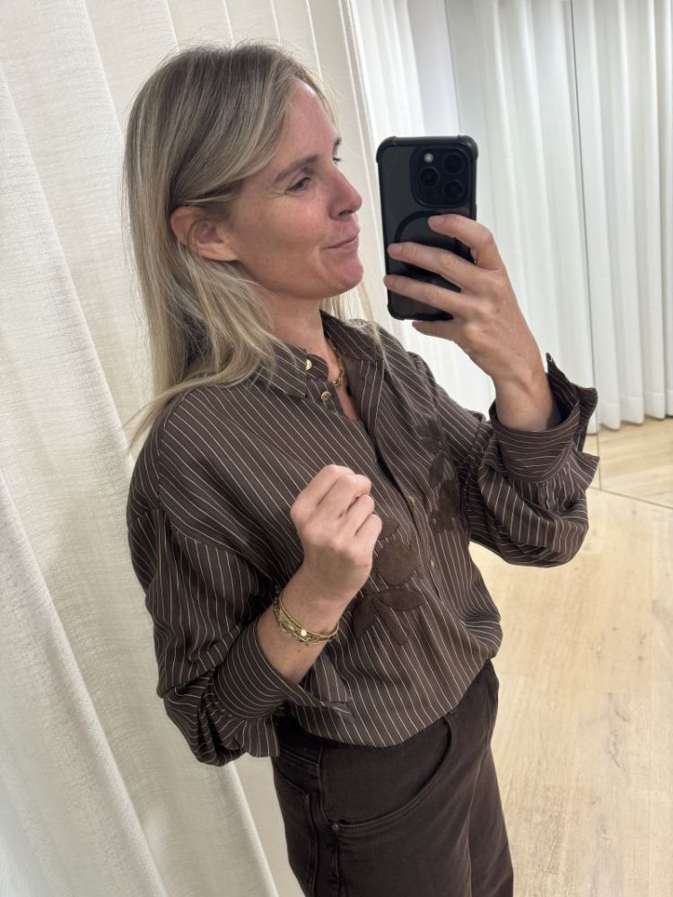 Alice Blouse Stripes  Chocolate