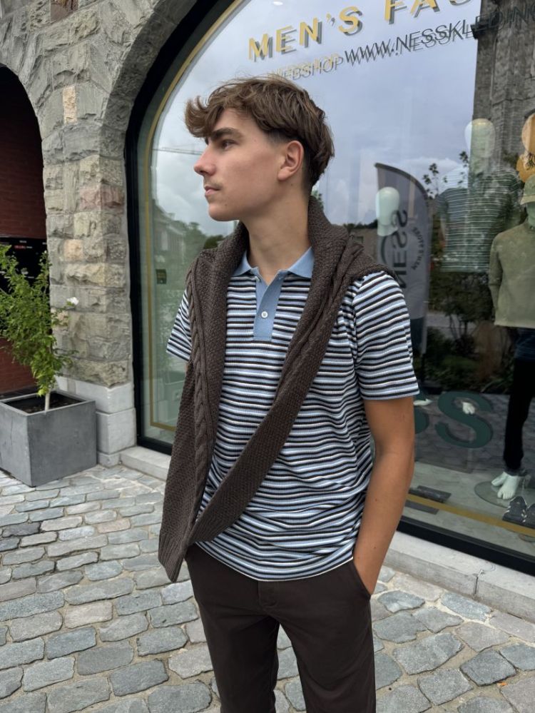 Jasper Stripe Polo Egret Stripes