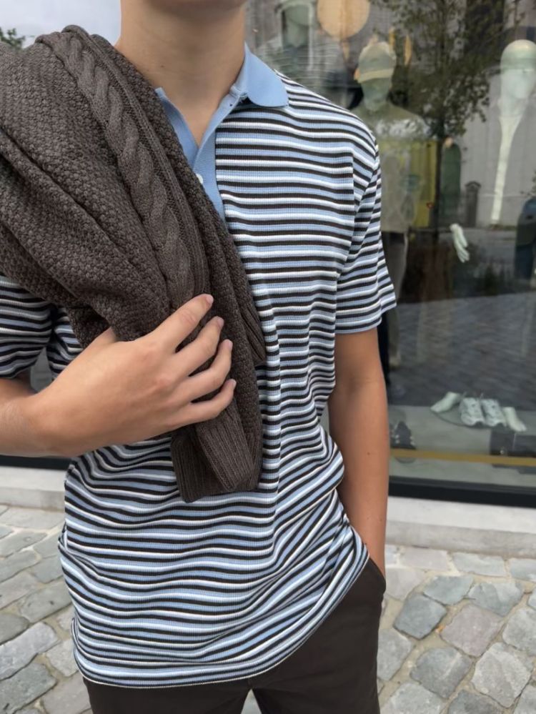 Jasper Stripe Polo Egret Stripes
