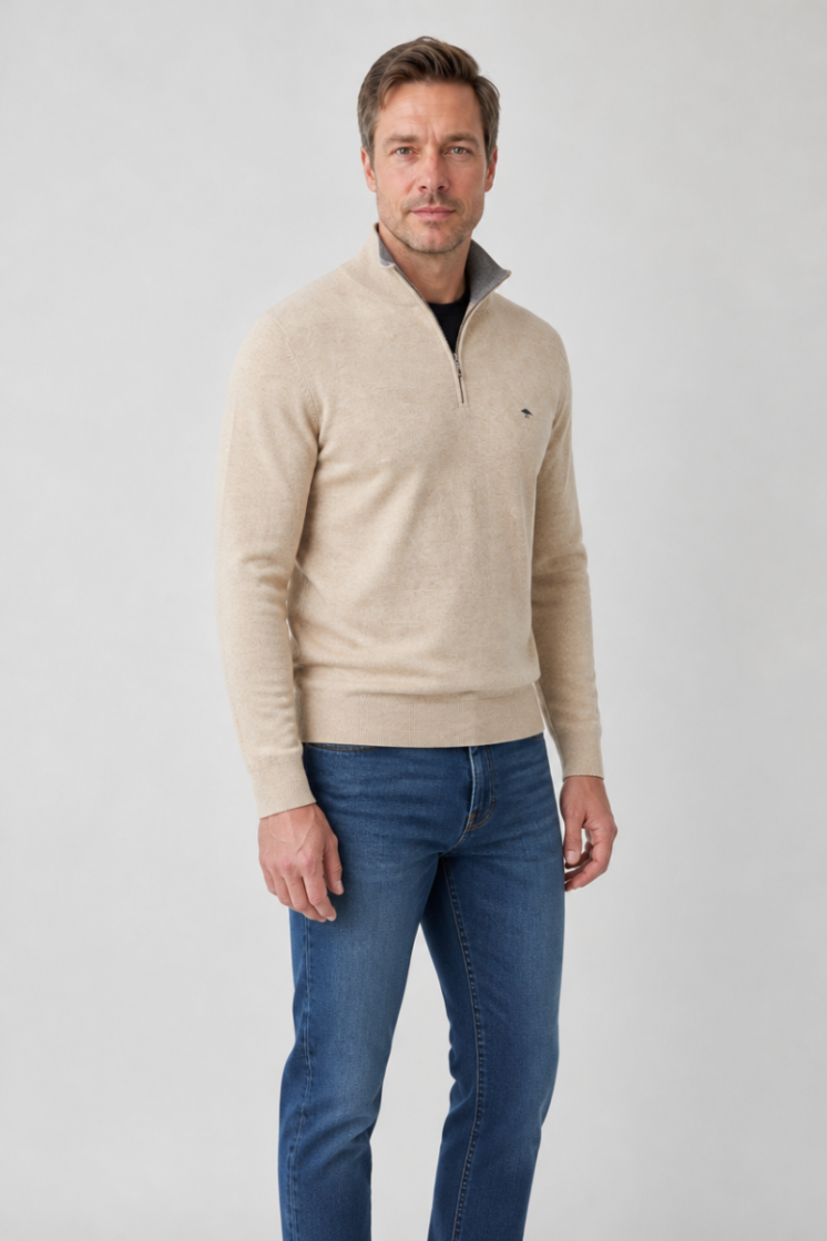 Troyer Zip Merino Taupe