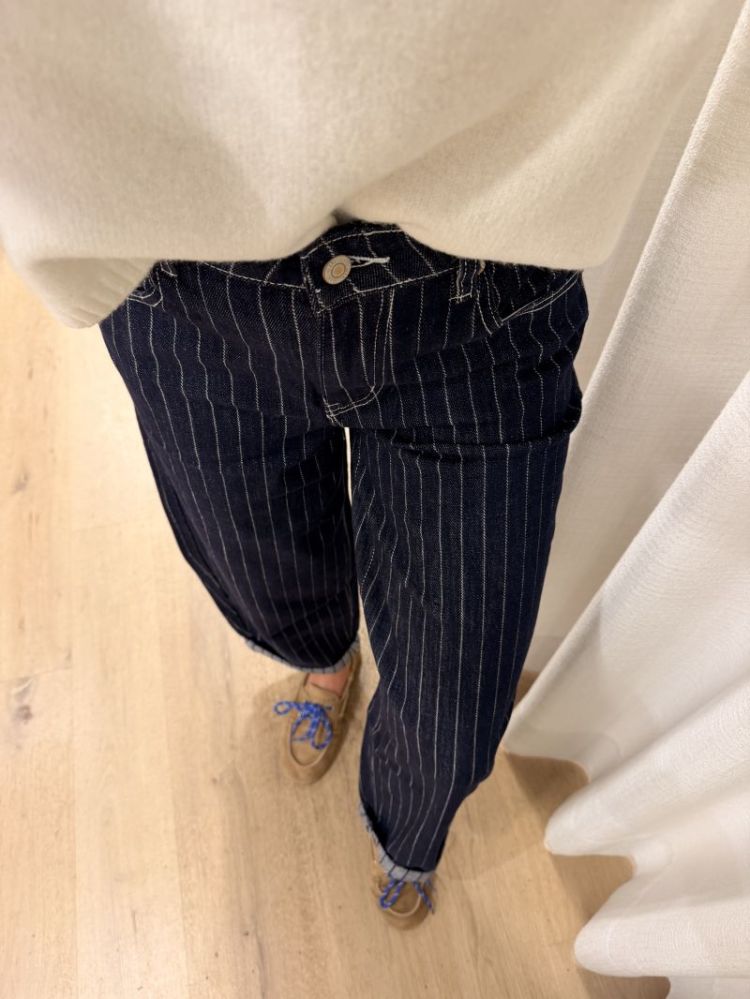 Striped barrel jeans blauw