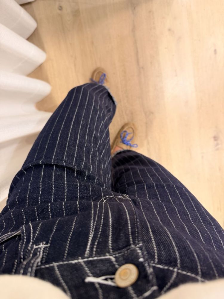 Striped barrel jeans blauw