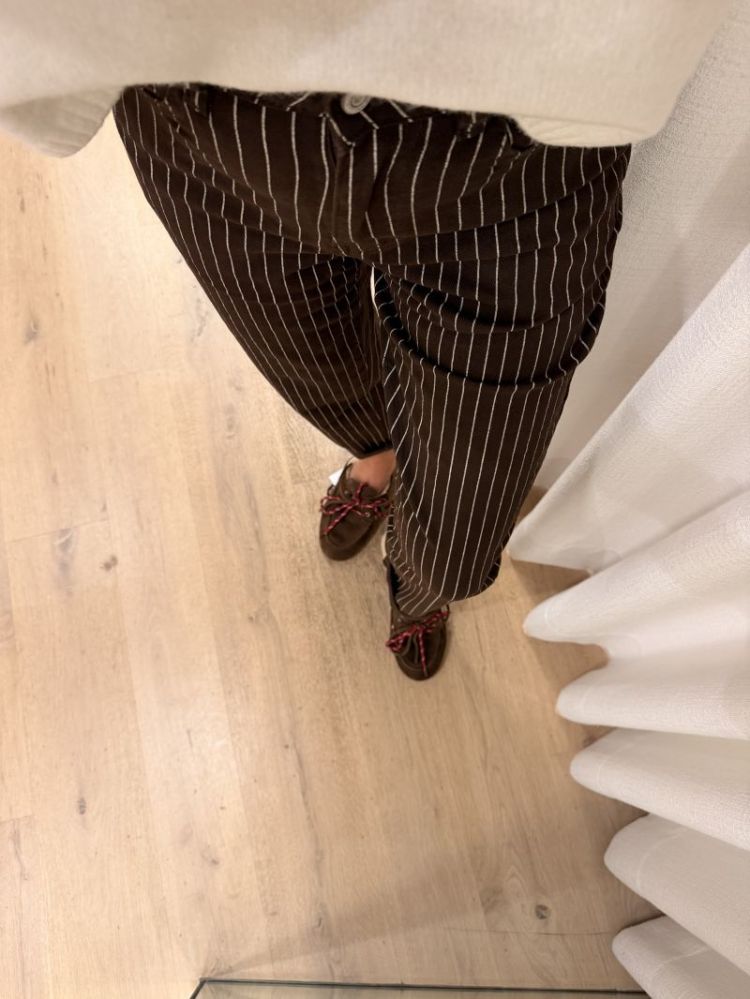 Striped Mom brown jeans bruin