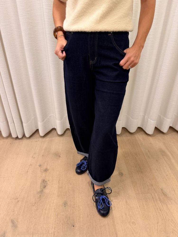 Dark blue balloon barrel dark denim