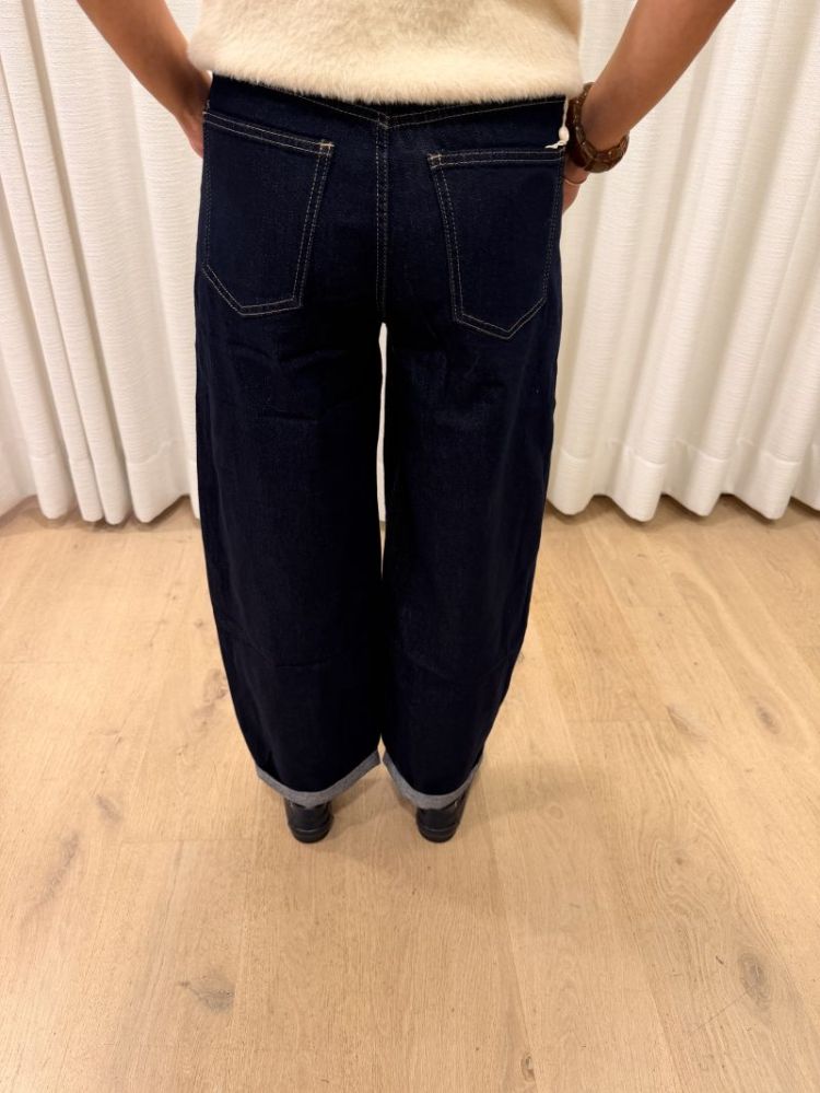 Dark blue balloon barrel dark denim