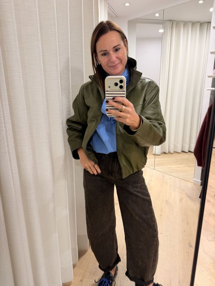 Tovy leather bomber jacket dark olive