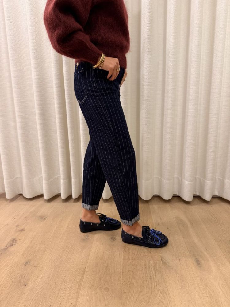 Gestreepte mom jeans donkerblauw